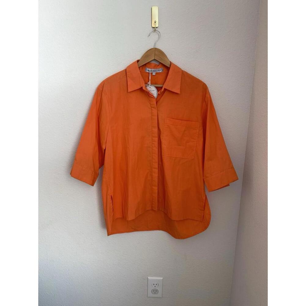 NWT Just Bellina Women’s Sz S Tangerine 100% Cotton Summer Colorful Shirt